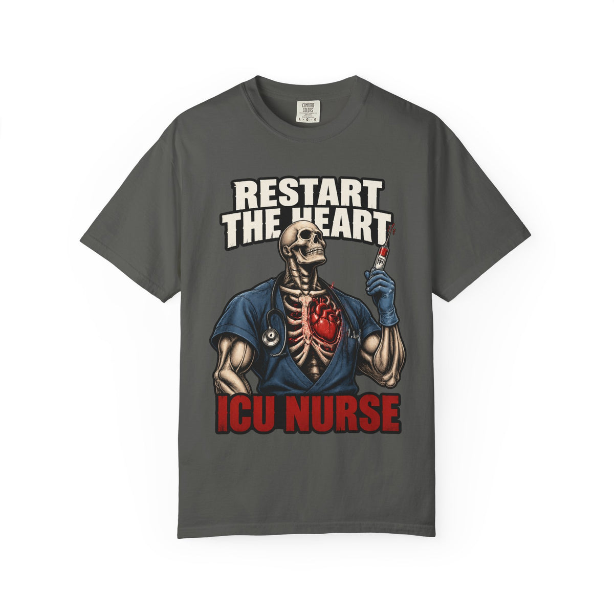 Restart the Heart Male Skeleton ICU Nurse Comfort Colors T-Shirt