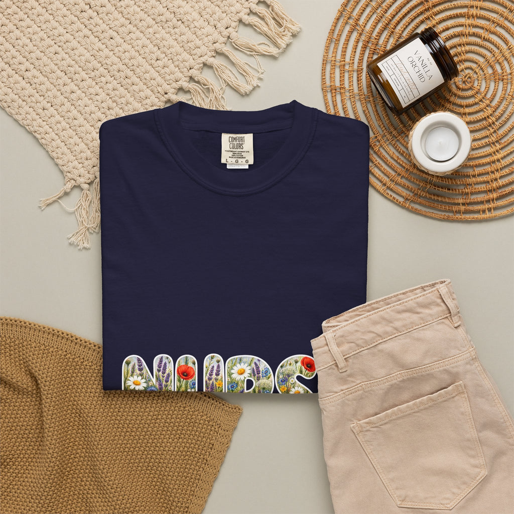 Nurse Boho Wildflower Floral Comfort Colors T-Shirt