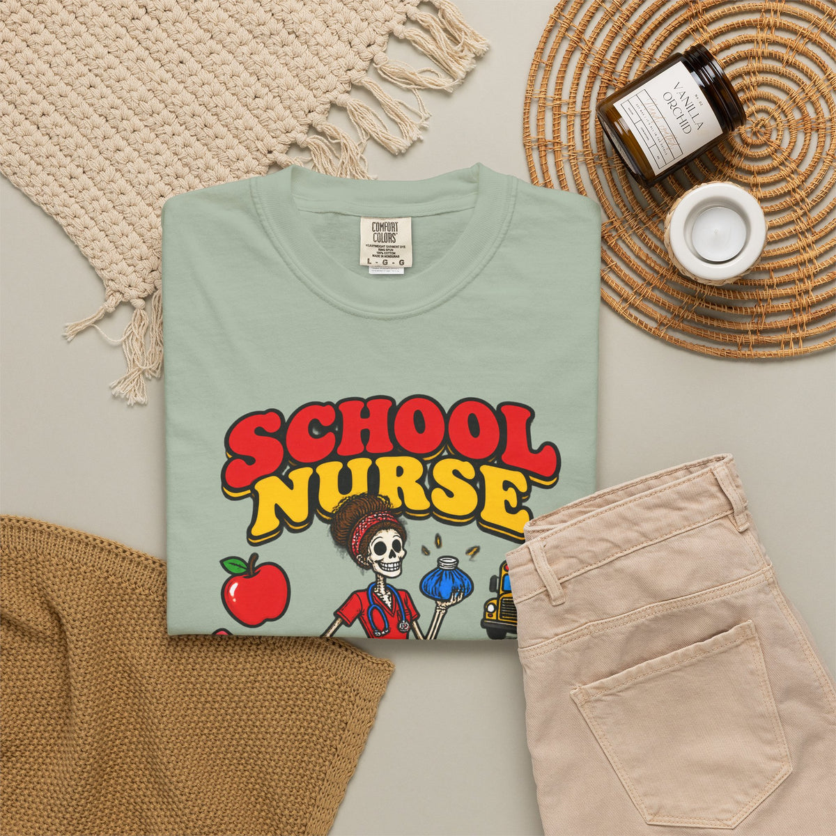School Nurse Ice Packs Solve Everything Skinny Skeleton Comfort Colors T-Shirt