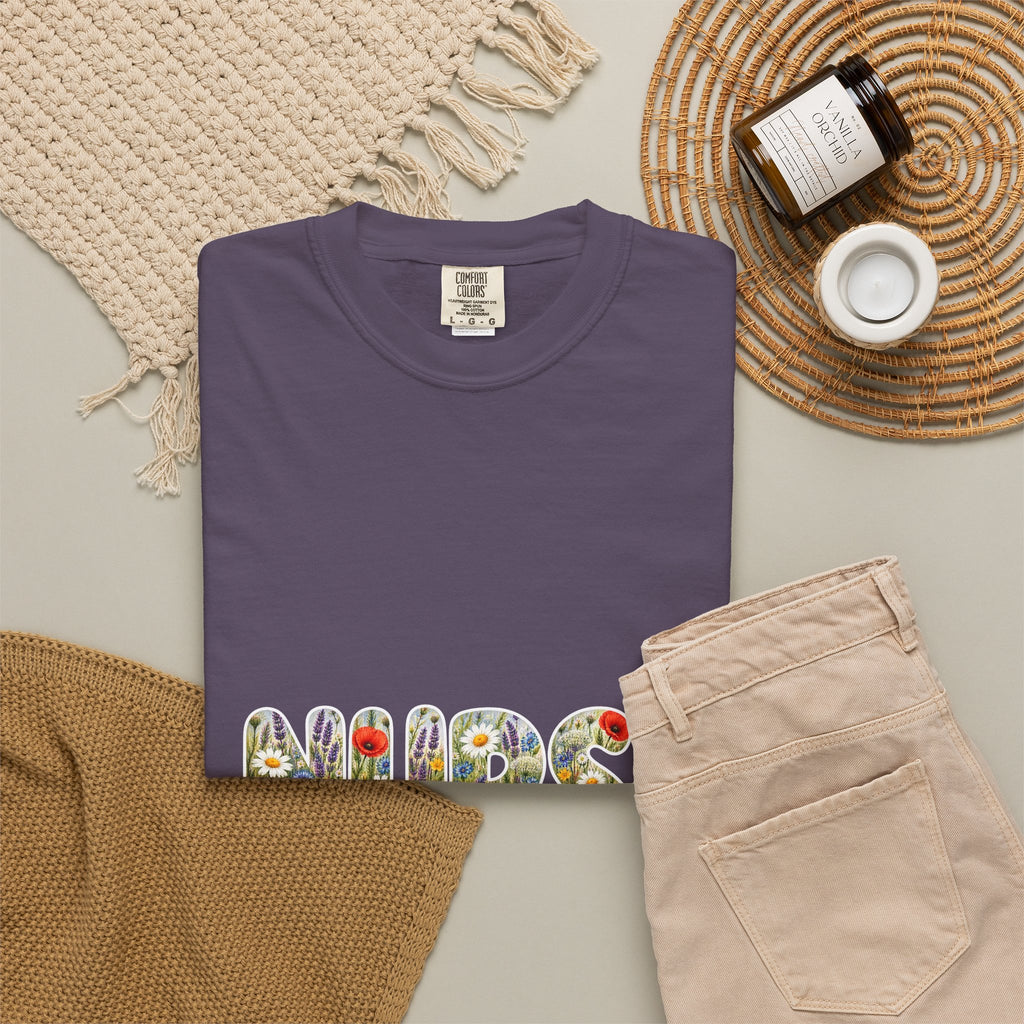 Nurse Boho Wildflower Floral Comfort Colors T-Shirt