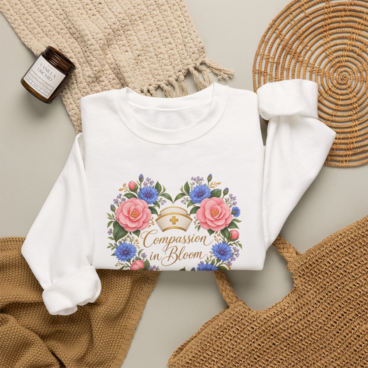 Compassion in Bloom Nurse Crewneck Sweatshirt