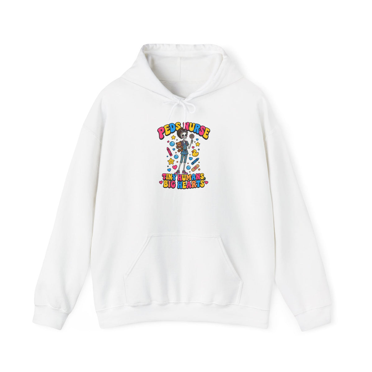 Peds Nurse Tiny Humans Big Hearts Skinny Skeleton Hoodie