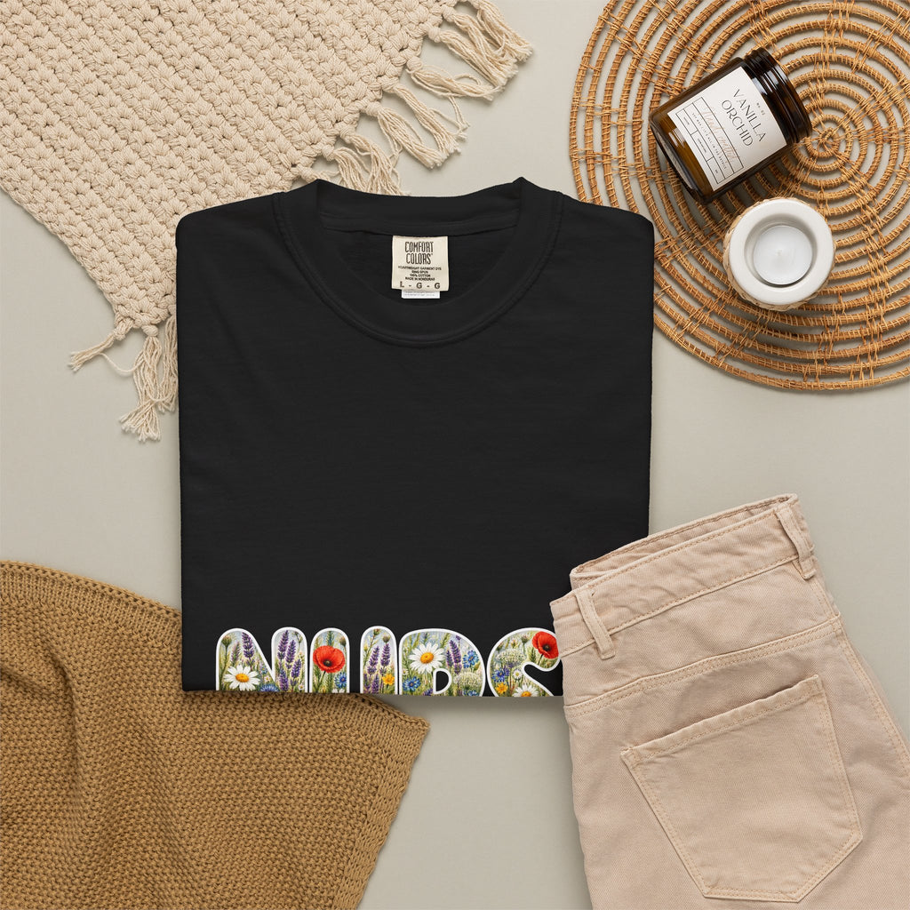 Nurse Boho Wildflower Floral Comfort Colors T-Shirt
