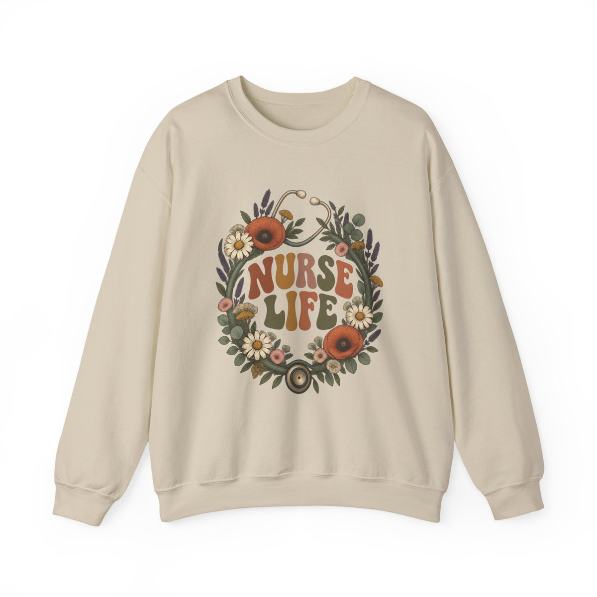 Boho Wildflower Stethoscope Nurse Life Crewneck Sweatshirt