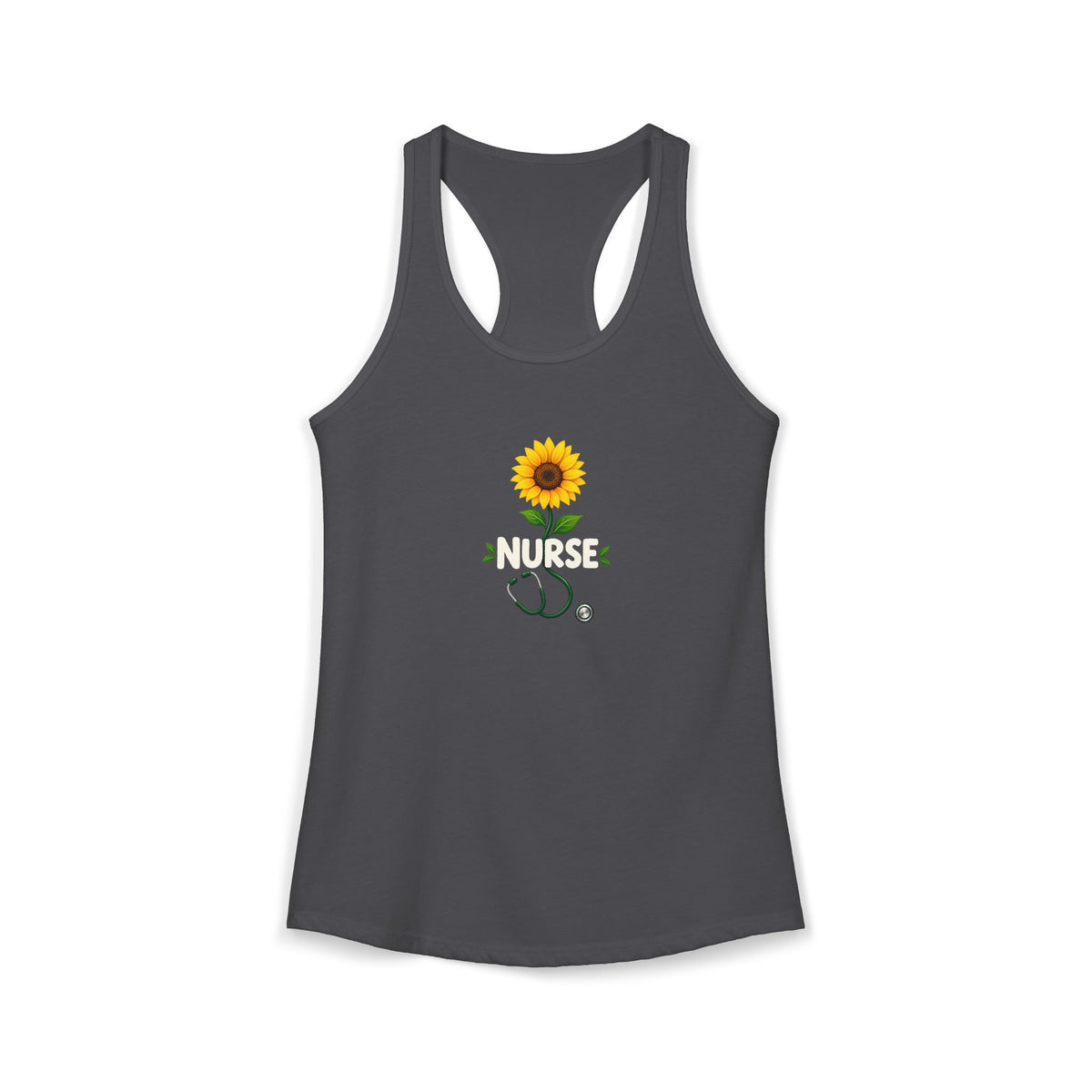 Nurse Sunflower Stethoscope Floral Women's Racerback Tank Top