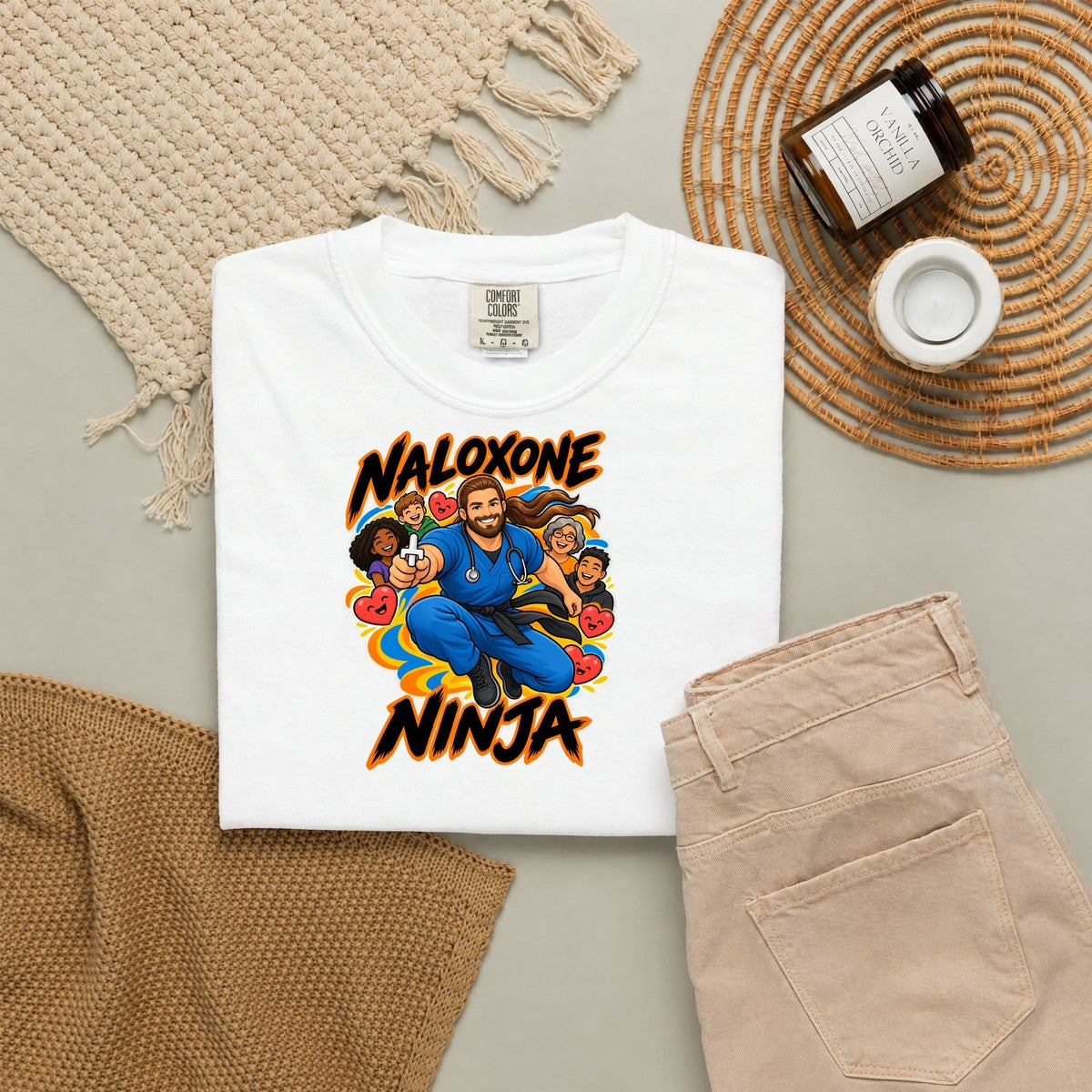 Naloxone Ninja ER Nurse Tee (Long Hair & Beard)