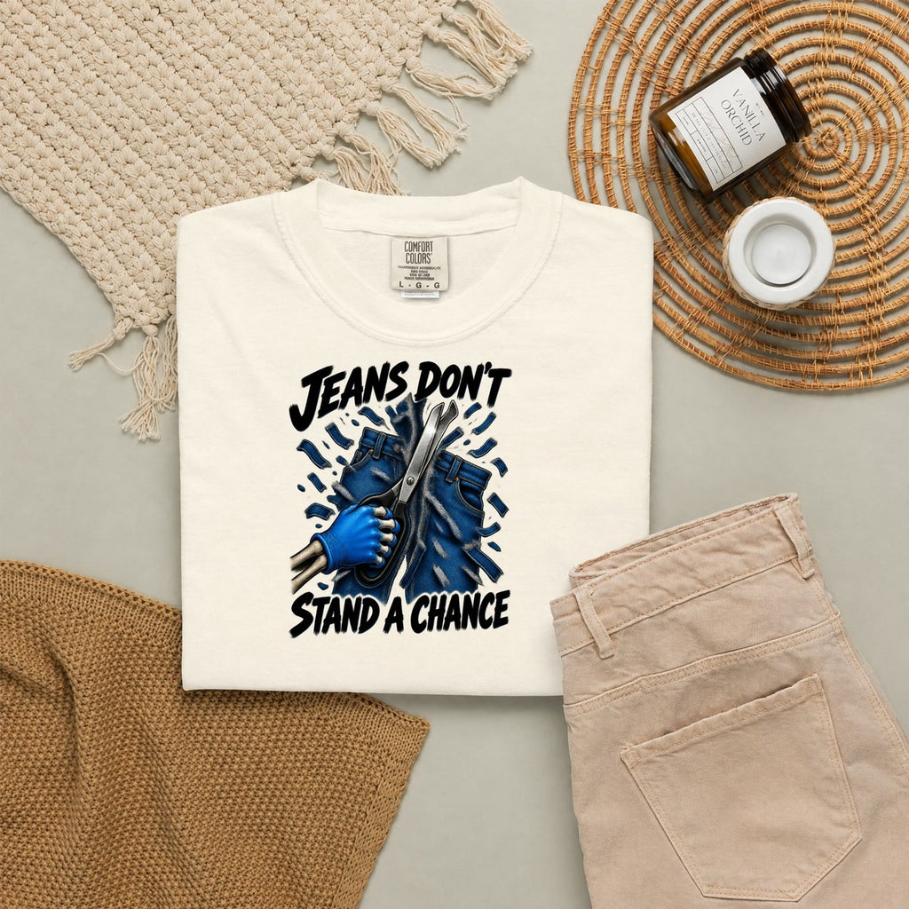 Jeans Don't Stand a Chance Skeleton ER Nurse Comfort Colors T-Shirt folded