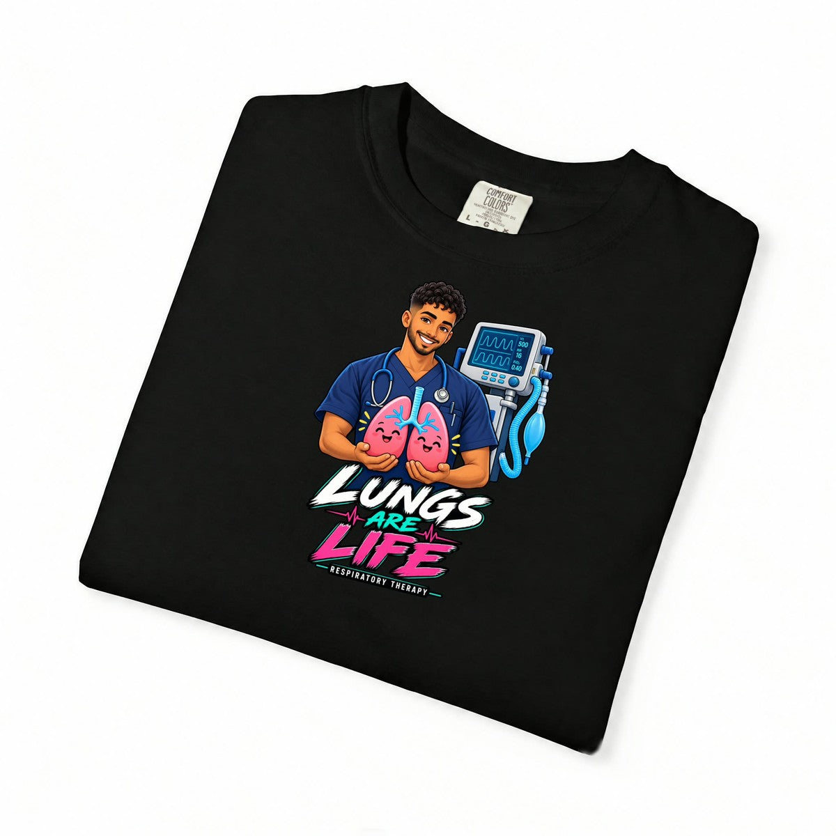 Lungs Are Life Male Respiratory Therapist Comfort Colors T-Shirt