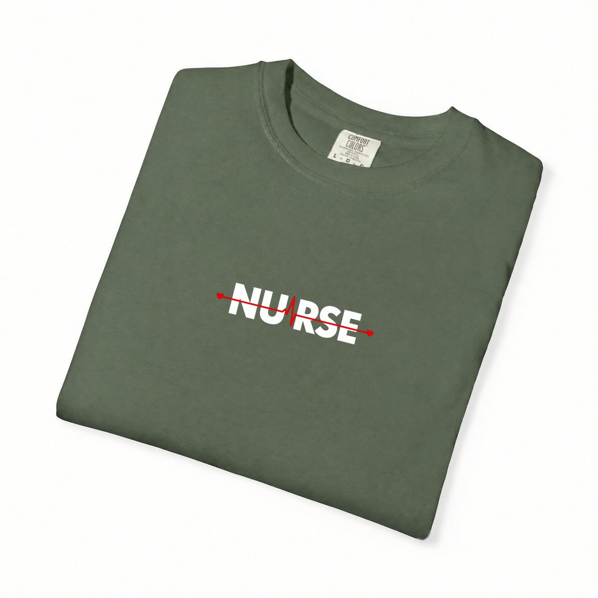 Nurse Heartbeat EKG Line Comfort Colors T-Shirt folded
