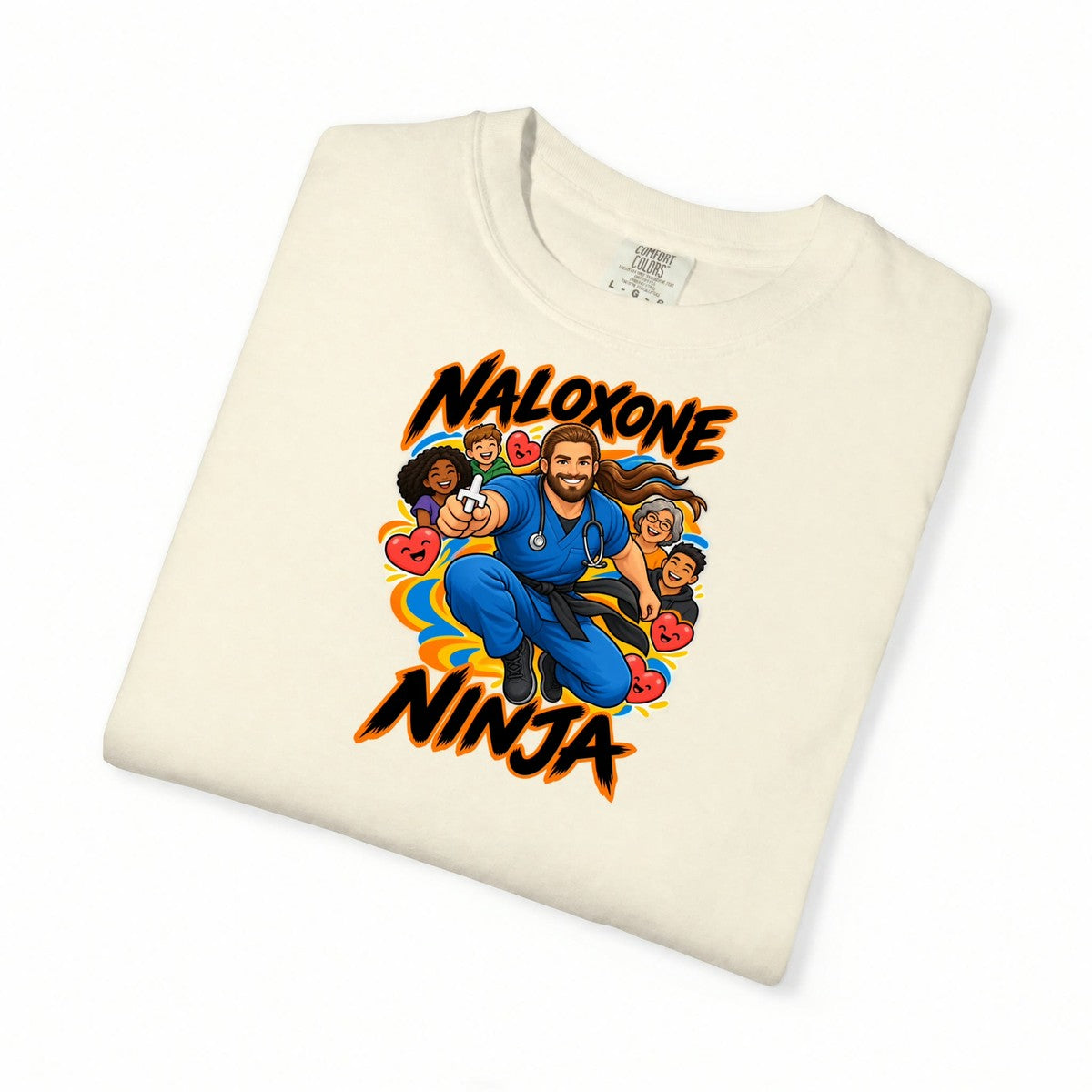 Naloxone Ninja ER Nurse Tee (Long Hair & Beard)
