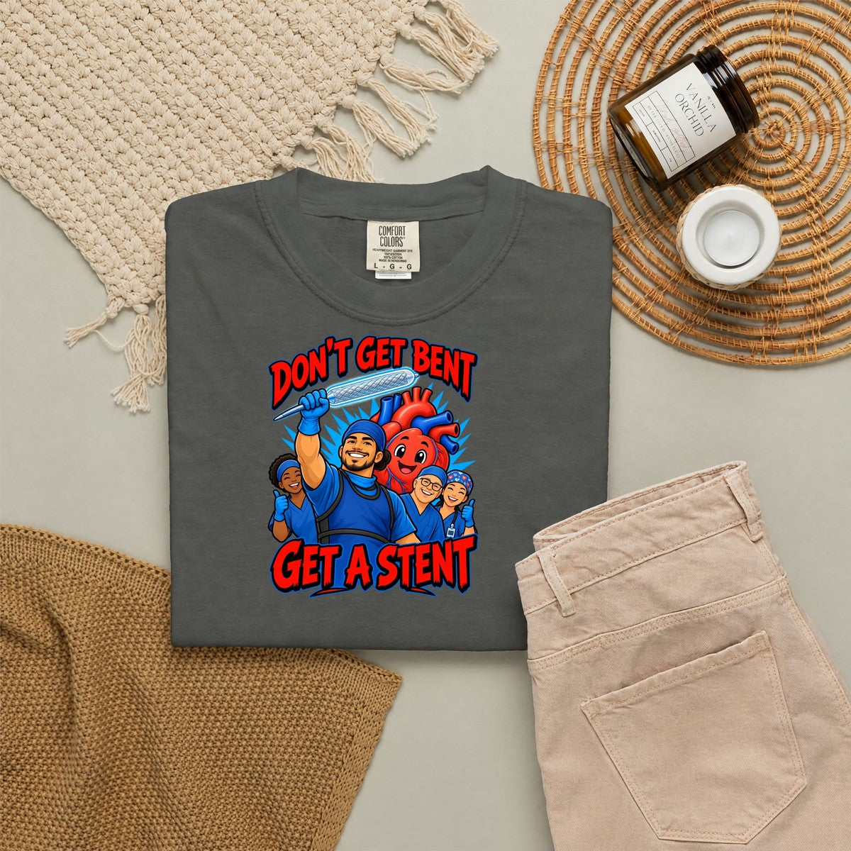 Don't Get Bent Get a Stent Cardiac Male Nurse Tee
