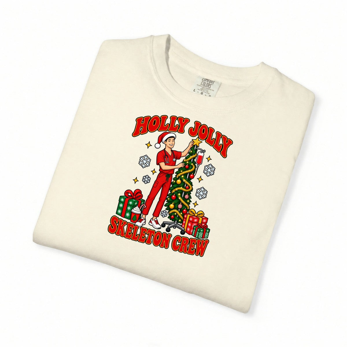 Holly Jolly Crew Christmas Male Nurse Tee