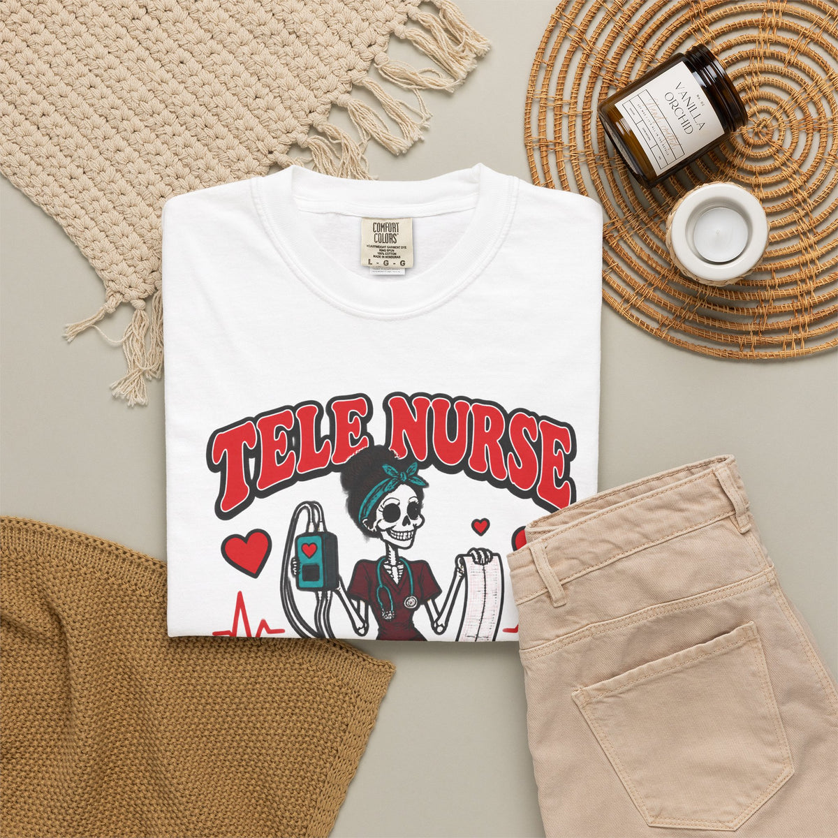 Tele Nurse I Speak Fluent Rhythm Skinny Skeleton Comfort Colors T-Shirt