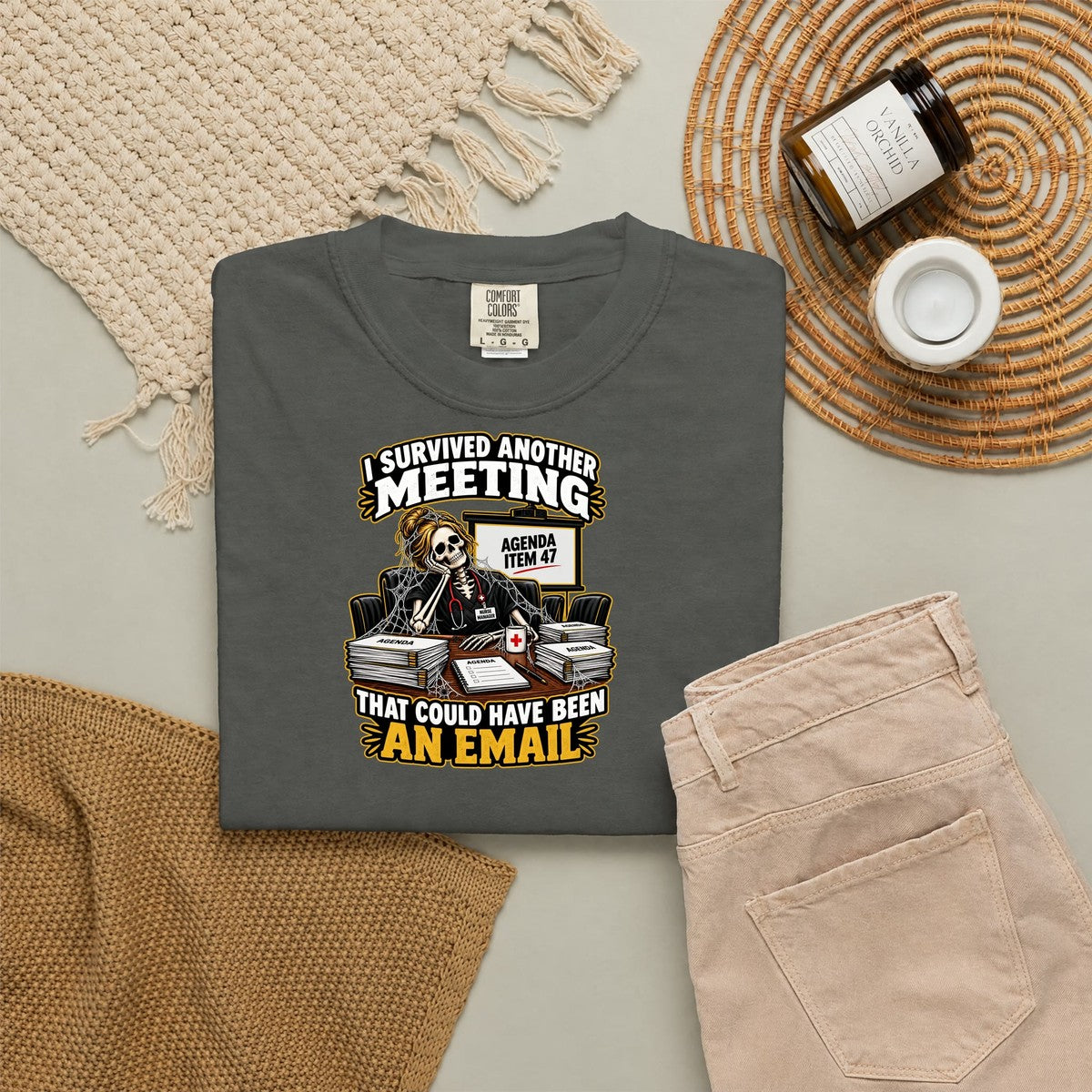 I Survived Another Meeting That Could Have Been an Email Nurse Manager Comfort Colors T-Shirt folded