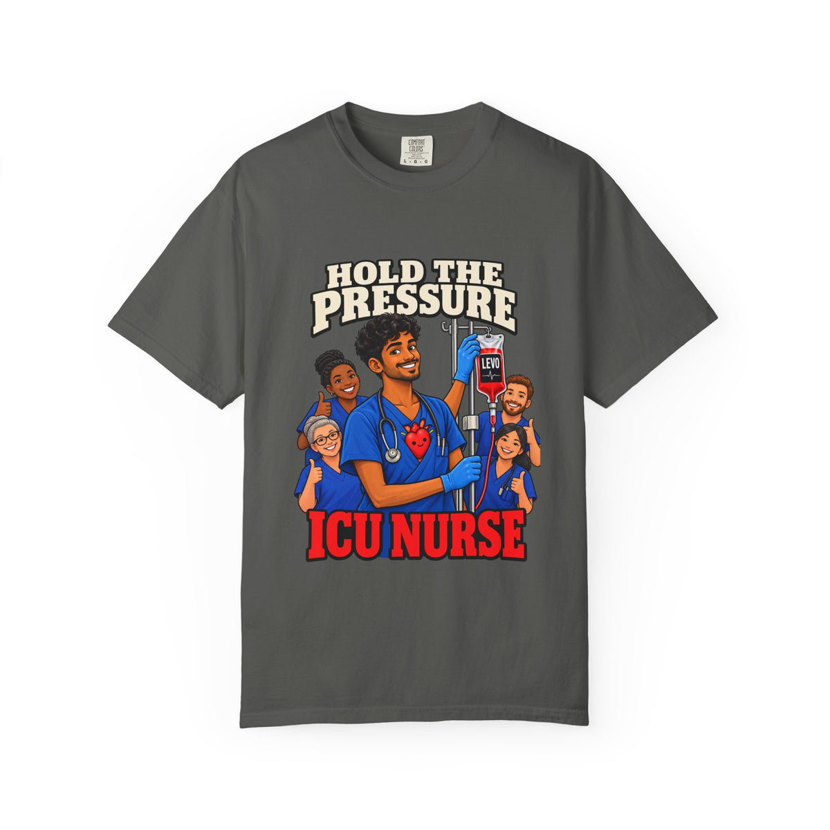 Hold the Pressure ICU Male Nurse Levo Drip Black Tee