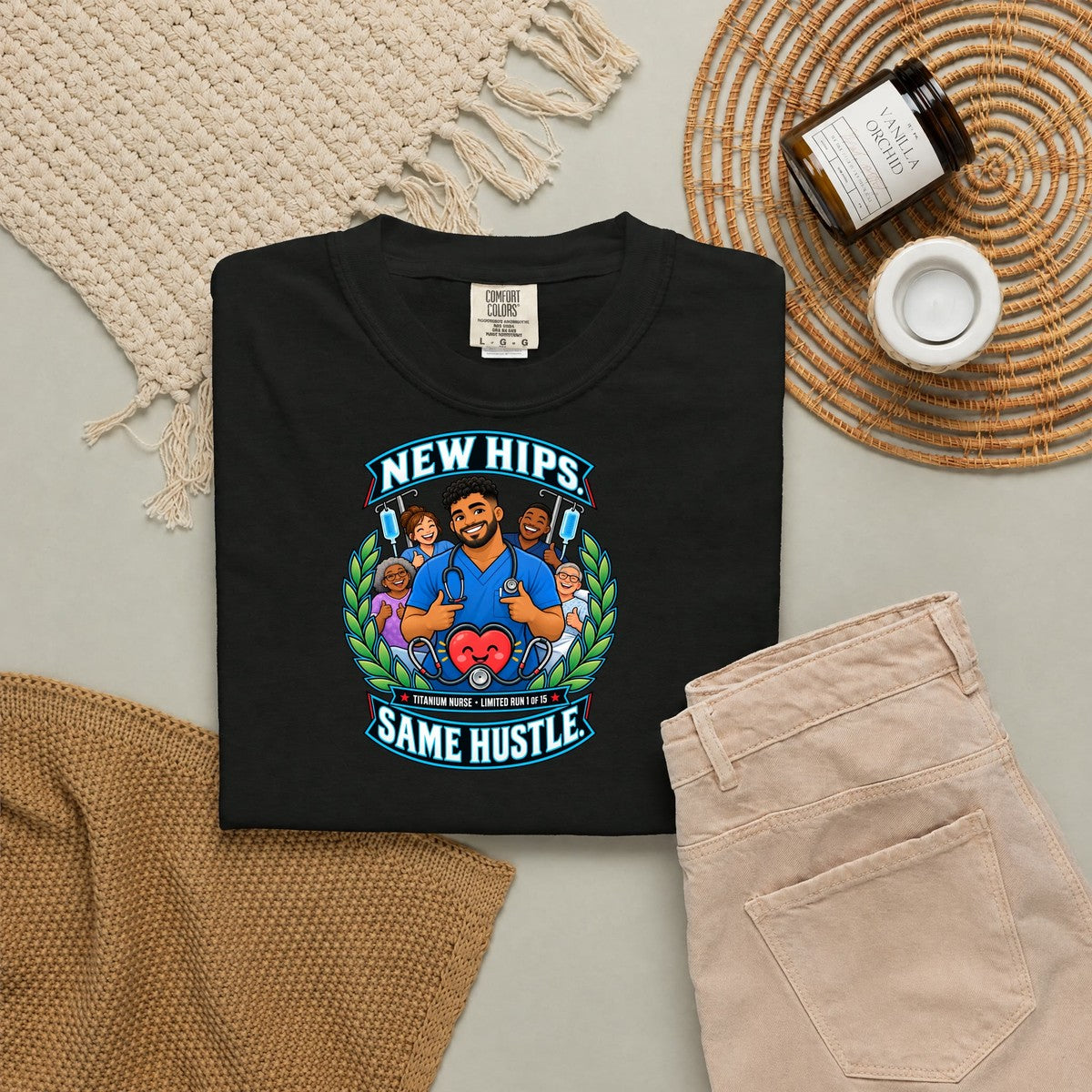 New Hips Same Hustle Titanium Nurse Hip Replacement Limited Edition Comfort Colors T-Shirt
