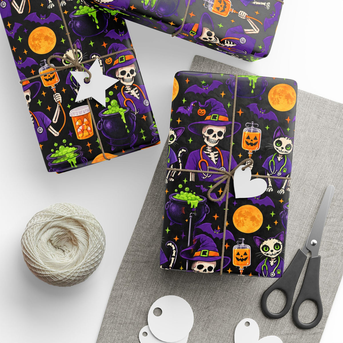 Halloween Skeleton Nurse Wrapping Paper