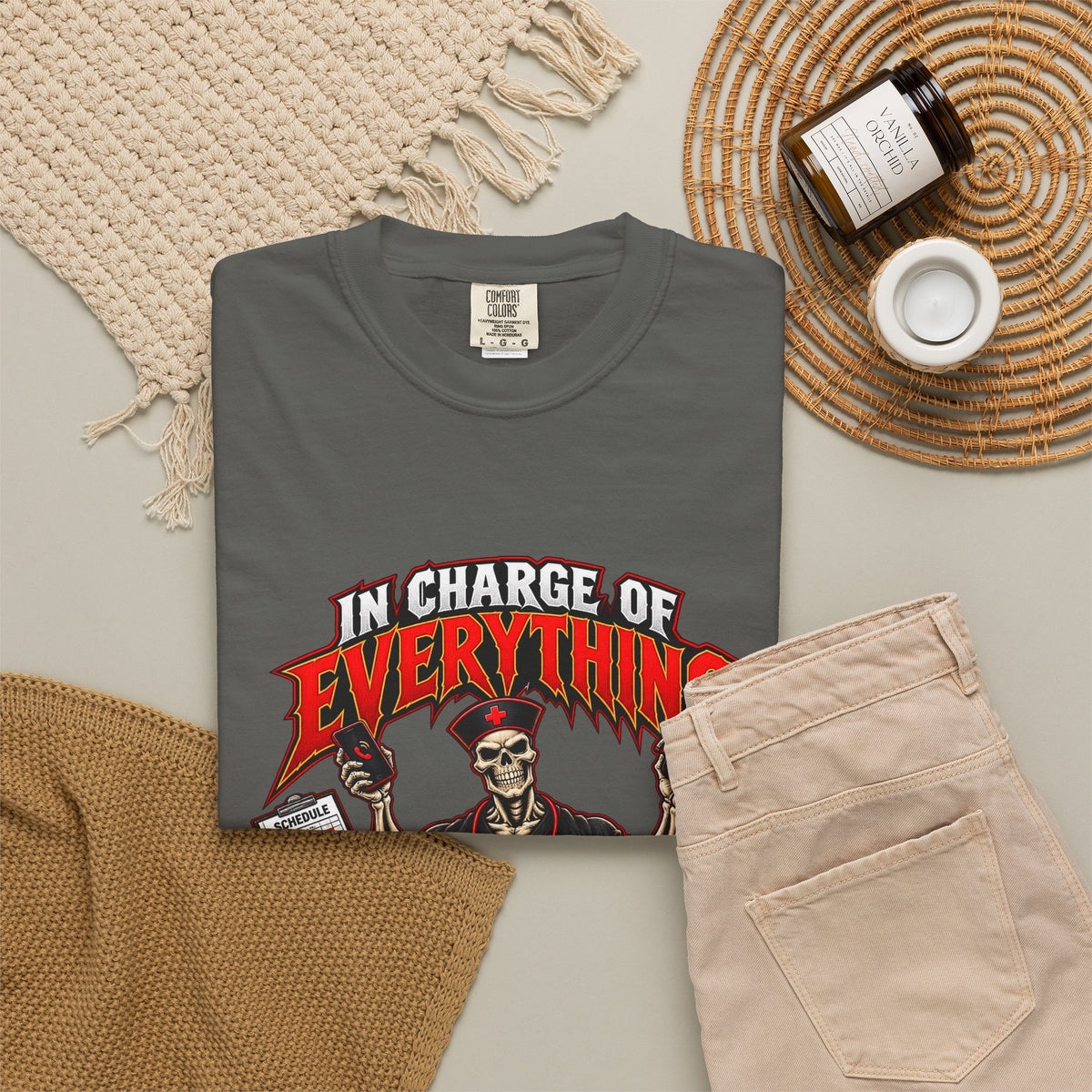 In Charge of Everything Nobody Else Will Do Skeleton Male Nurse Manager Comfort Colors T-Shirt