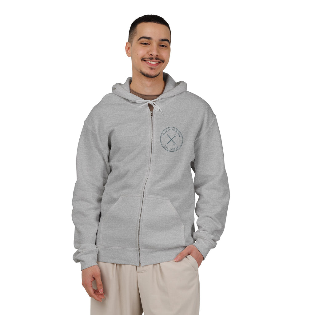 OR Nurse Minimal Vintage Badge Operating Room Full-Zip Hoodie