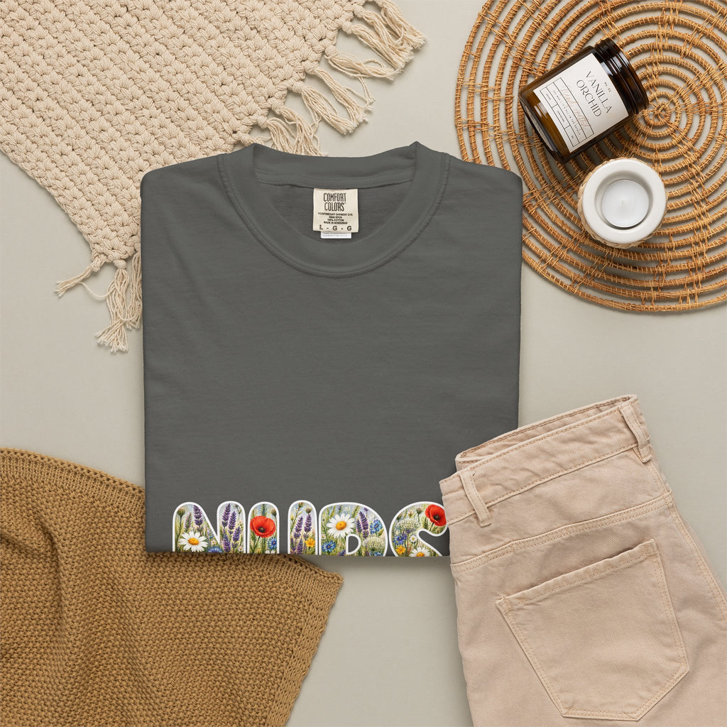 Nurse Boho Wildflower Floral Comfort Colors T-Shirt