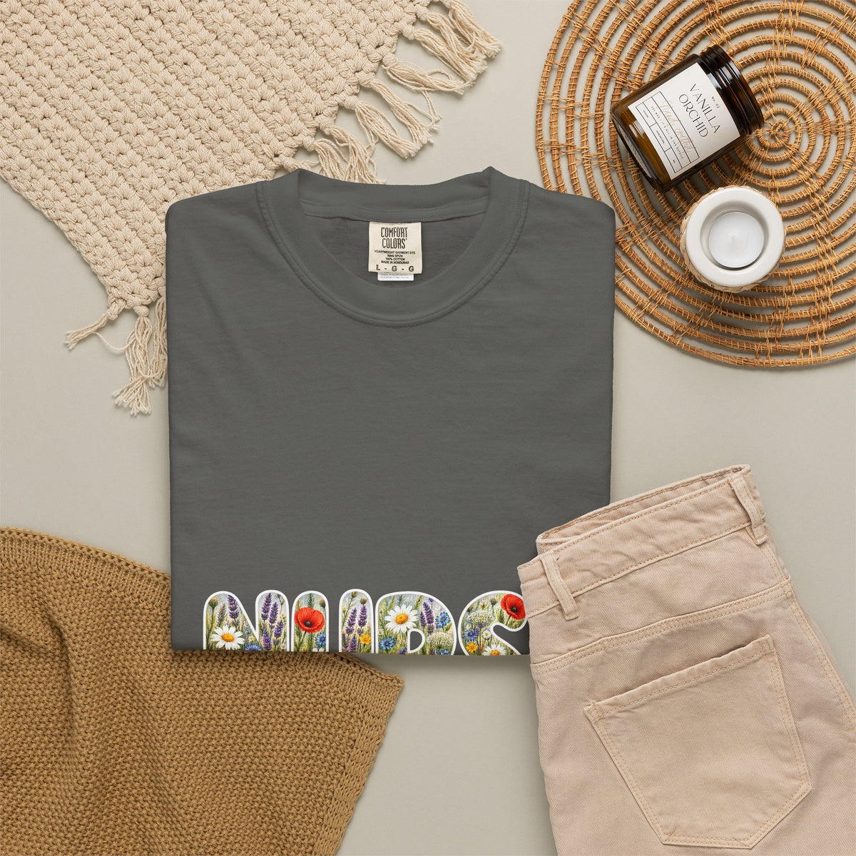Nurse Boho Wildflower Floral Comfort Colors T-Shirt