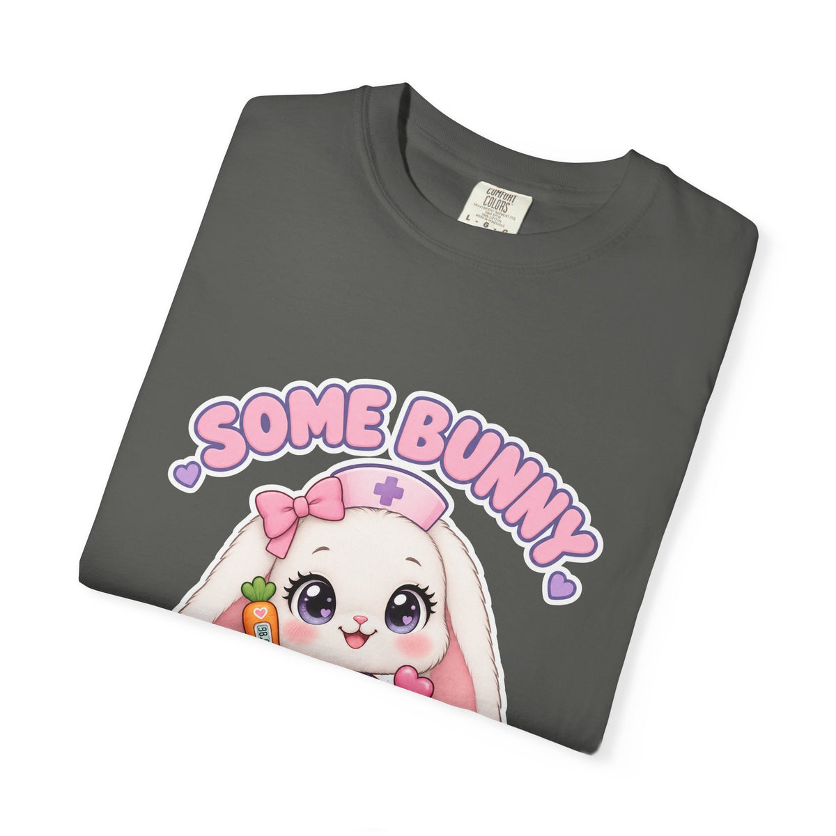 Some Bunny Cares About You Bunny Peds Nurse Pink Comfort Colors T-Shirt