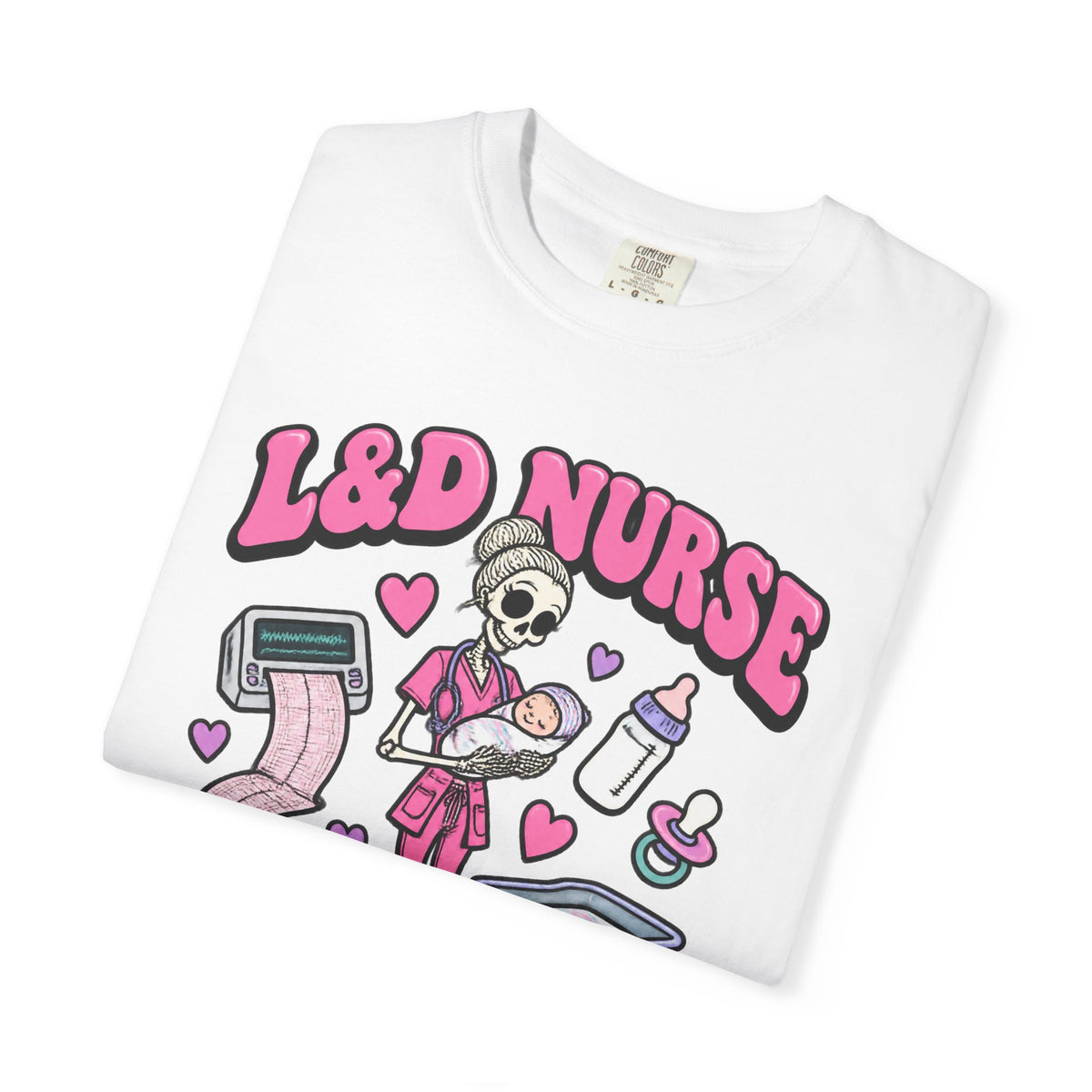 L&D Nurse Delivering the Goods Skinny Skeleton Comfort Colors T-Shirt