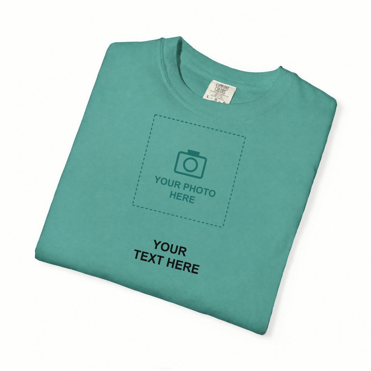 Design Your Own Custom Photo and Text Comfort Colors T-Shirt folded