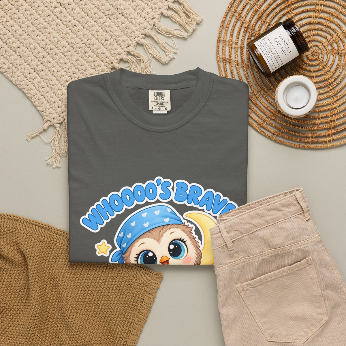 Whooo's Brave You Are Owl Peds Nurse Blue Comfort Colors T-Shirt
