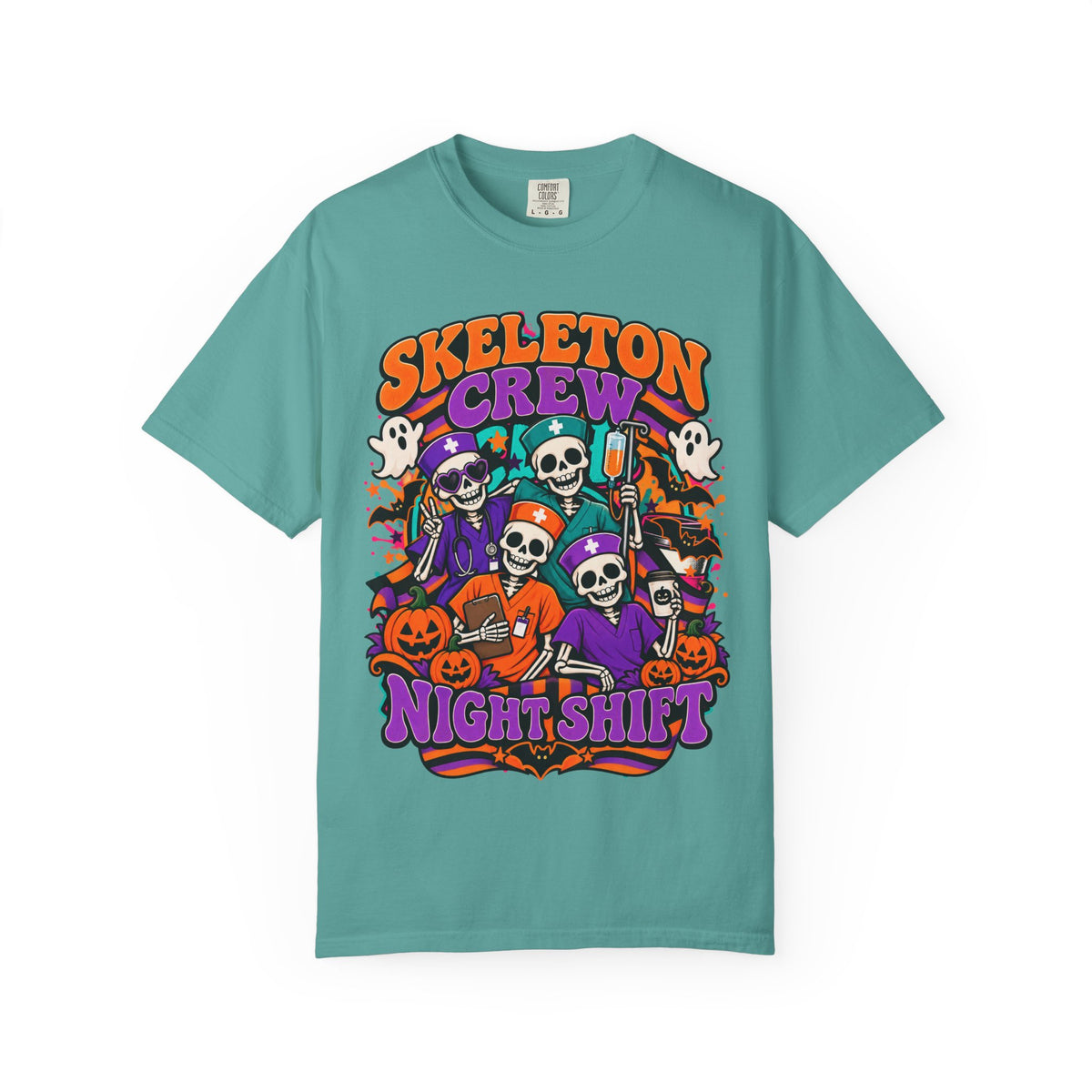 Skeleton Crew Night Shift Halloween Nurse Comfort Colors T-Shirt