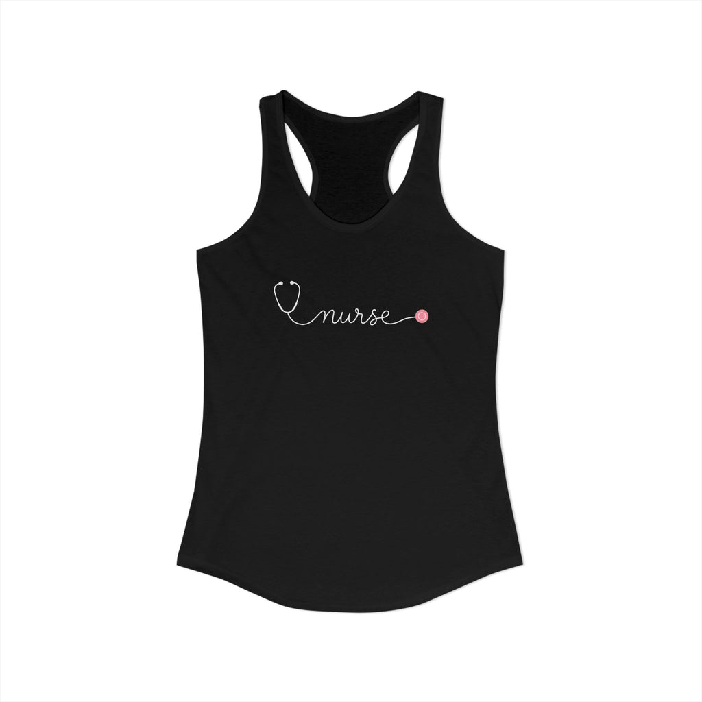 Nurse One Line Stethoscope Script Women's Racerback Tank Top