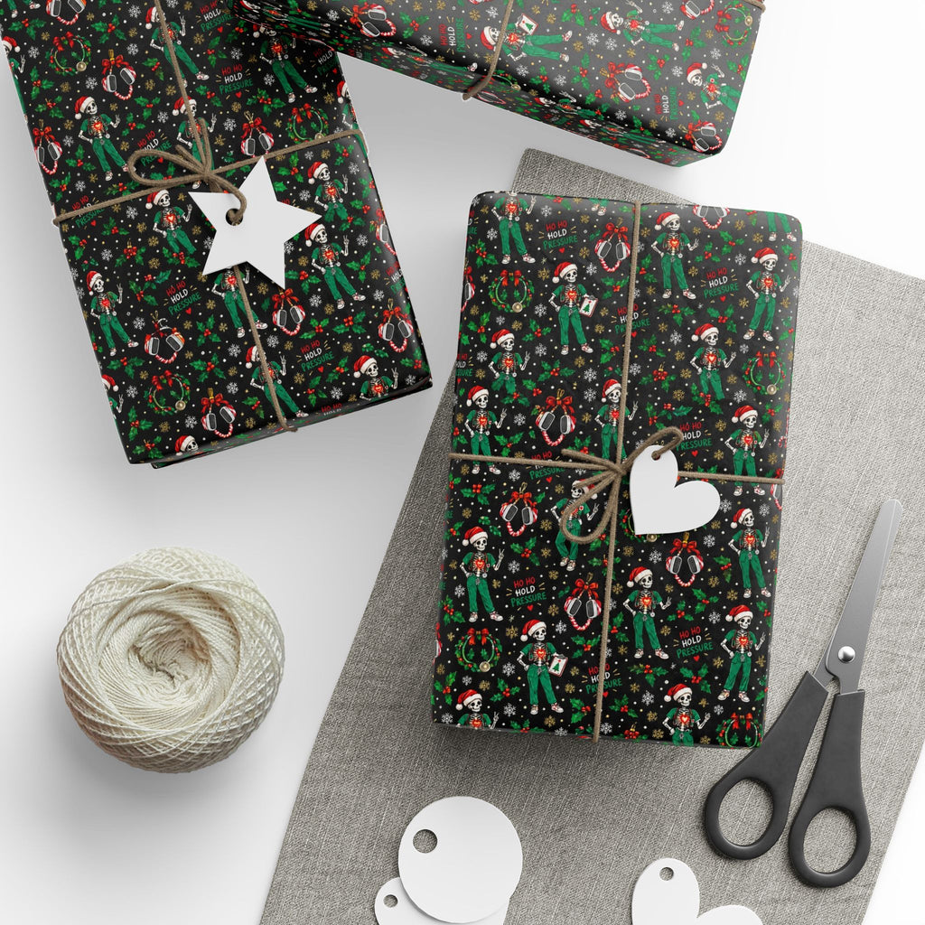 Ho Ho Hold Pressure Skeleton Nurse Christmas Wrapping Paper