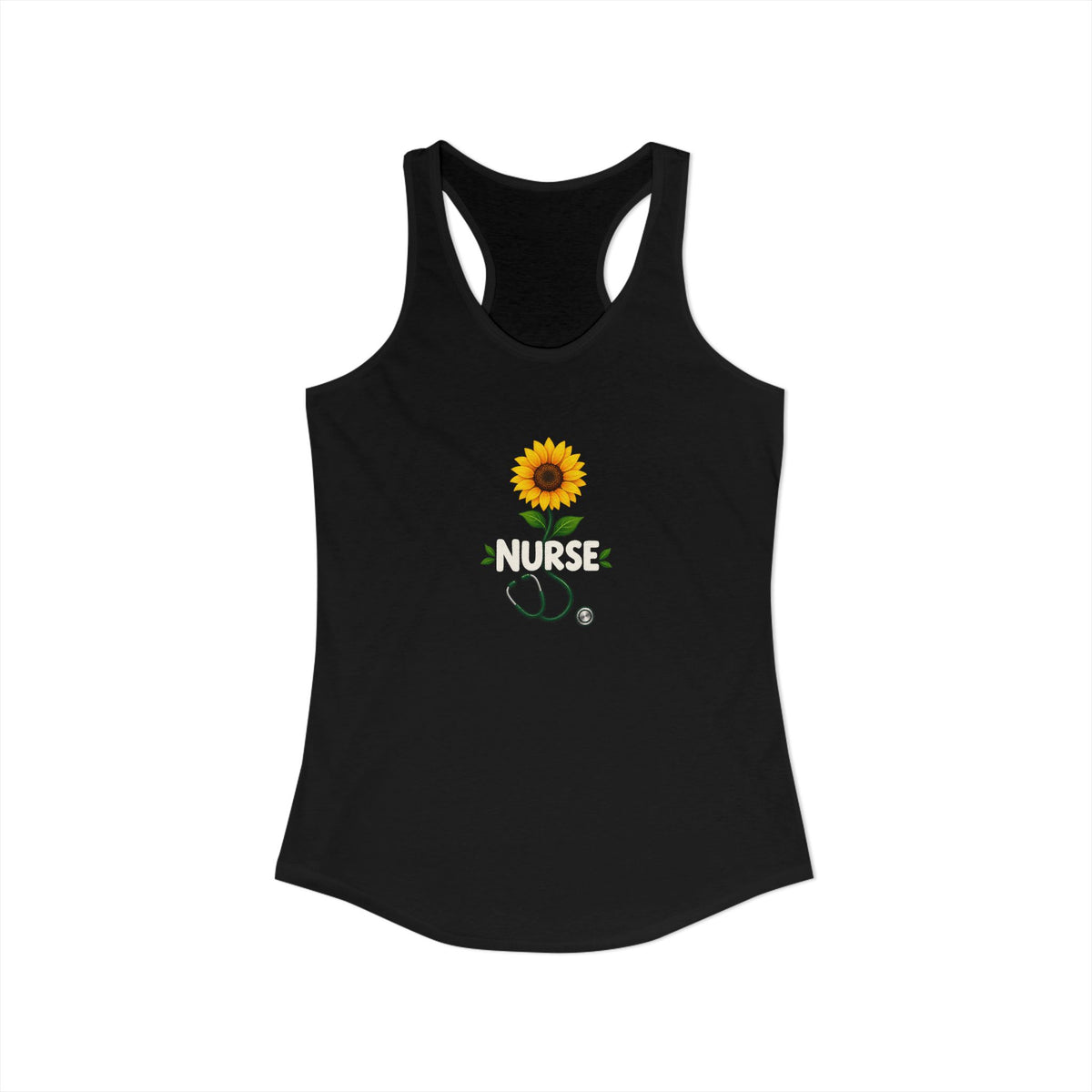 Nurse Sunflower Stethoscope Floral Women's Racerback Tank Top