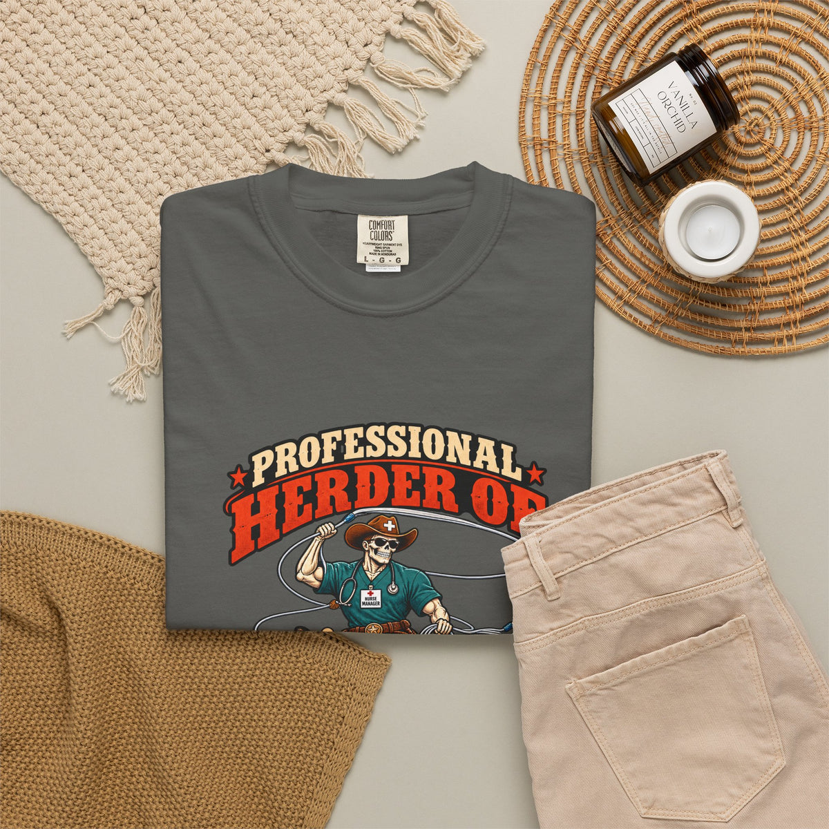 Professional Herder of Cats Residents and Grown Adults Male Nurse Manager Comfort Colors T-Shirt