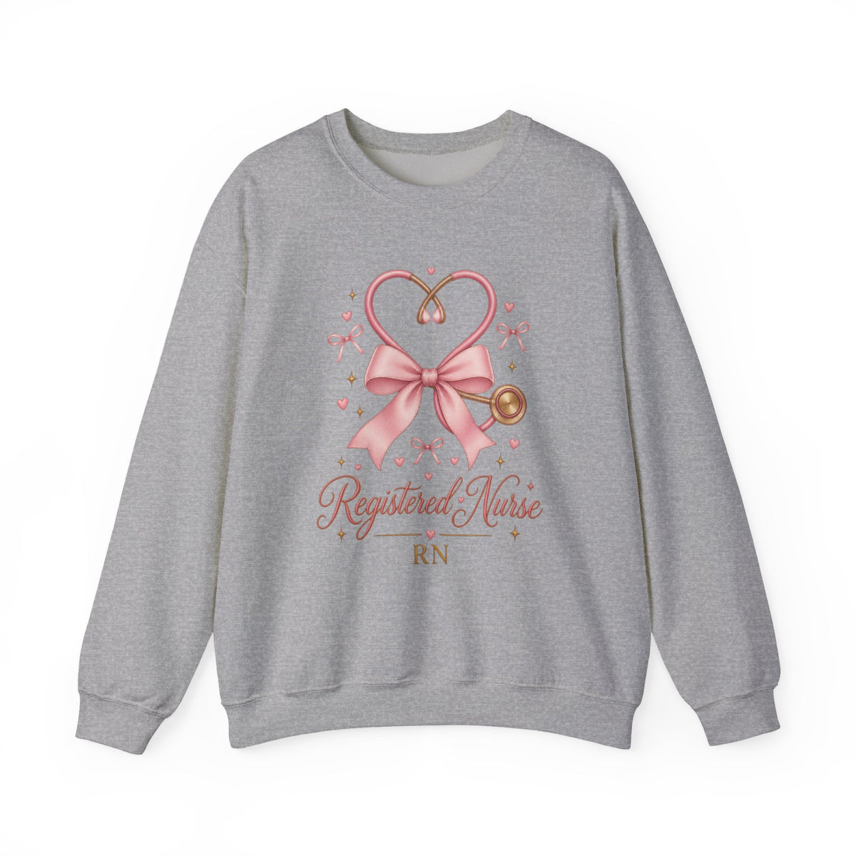 Coquette Pink Bow Stethoscope Registered Nurse Crewneck Sweatshirt