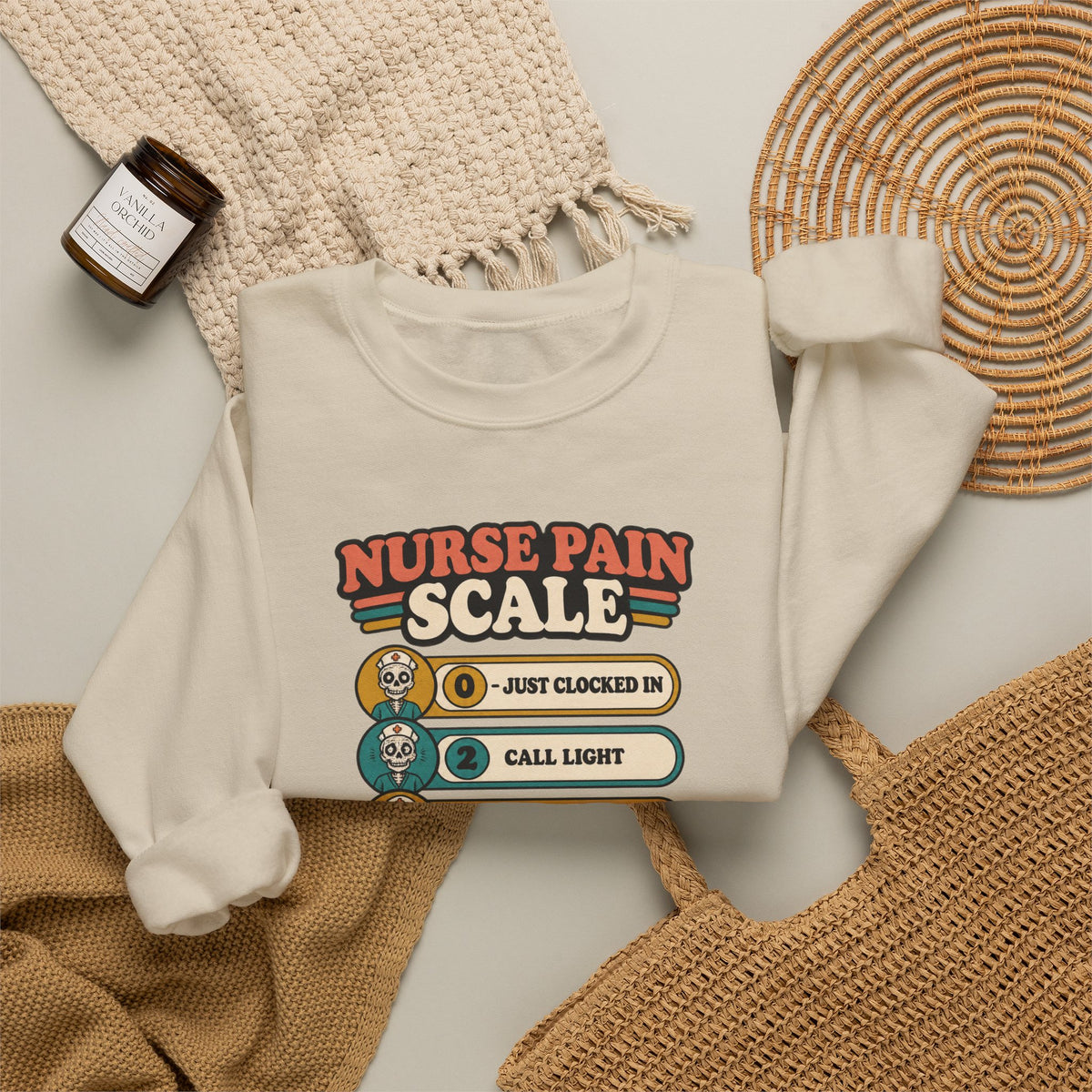 Nurse Pain Scale Funny Skeleton Nurse Crewneck Sweatshirt