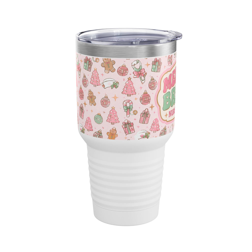 Merry and Bright Nurse Mode Pink Christmas 30oz Tundra Tumbler