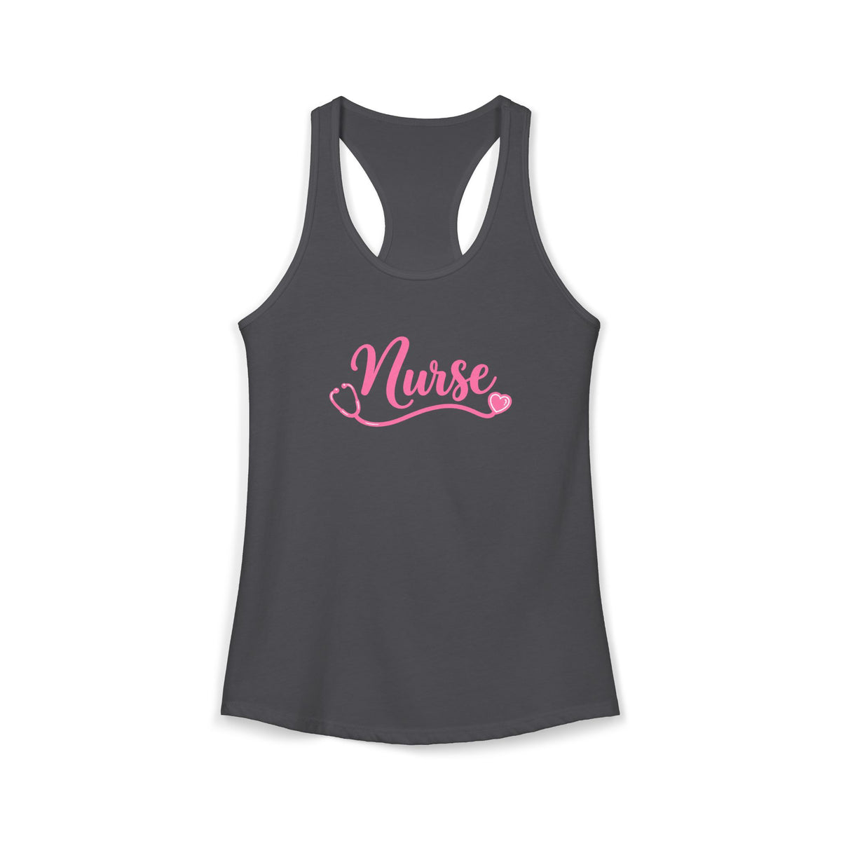 Nurse Pink Script Stethoscope Women's Racerback Tank Top