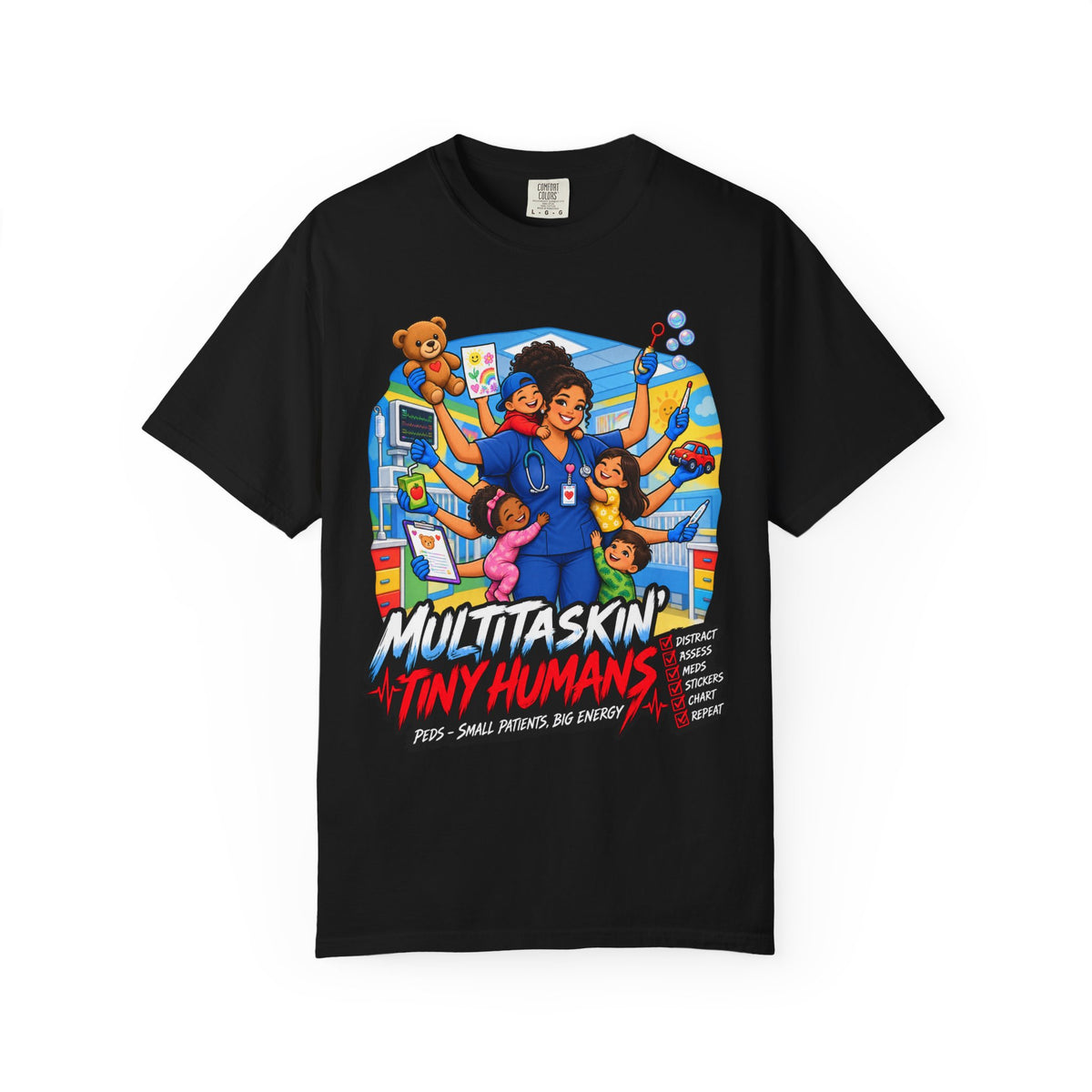 Multitaskin' Tiny Humans Peds Women's Nurse Tee