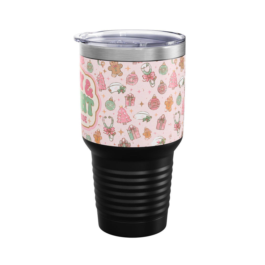 Merry and Bright Nurse Mode Pink Christmas 30oz Tundra Tumbler