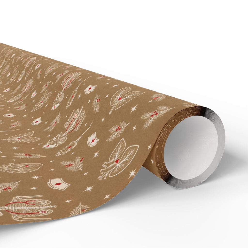 Skeleton Nurse Anatomy Kraft Christmas Wrapping Paper