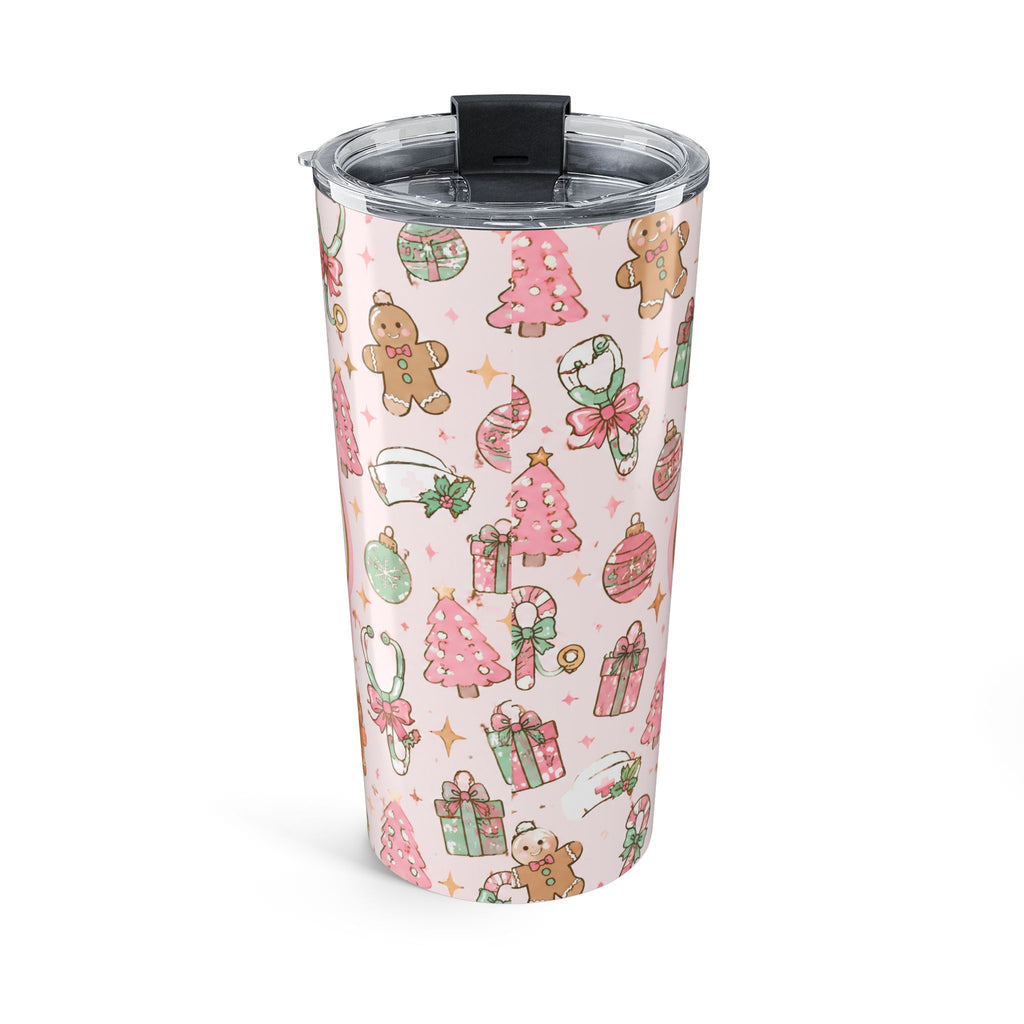Merry and Bright Nurse Mode Pink Christmas 20oz Skinny Tumbler