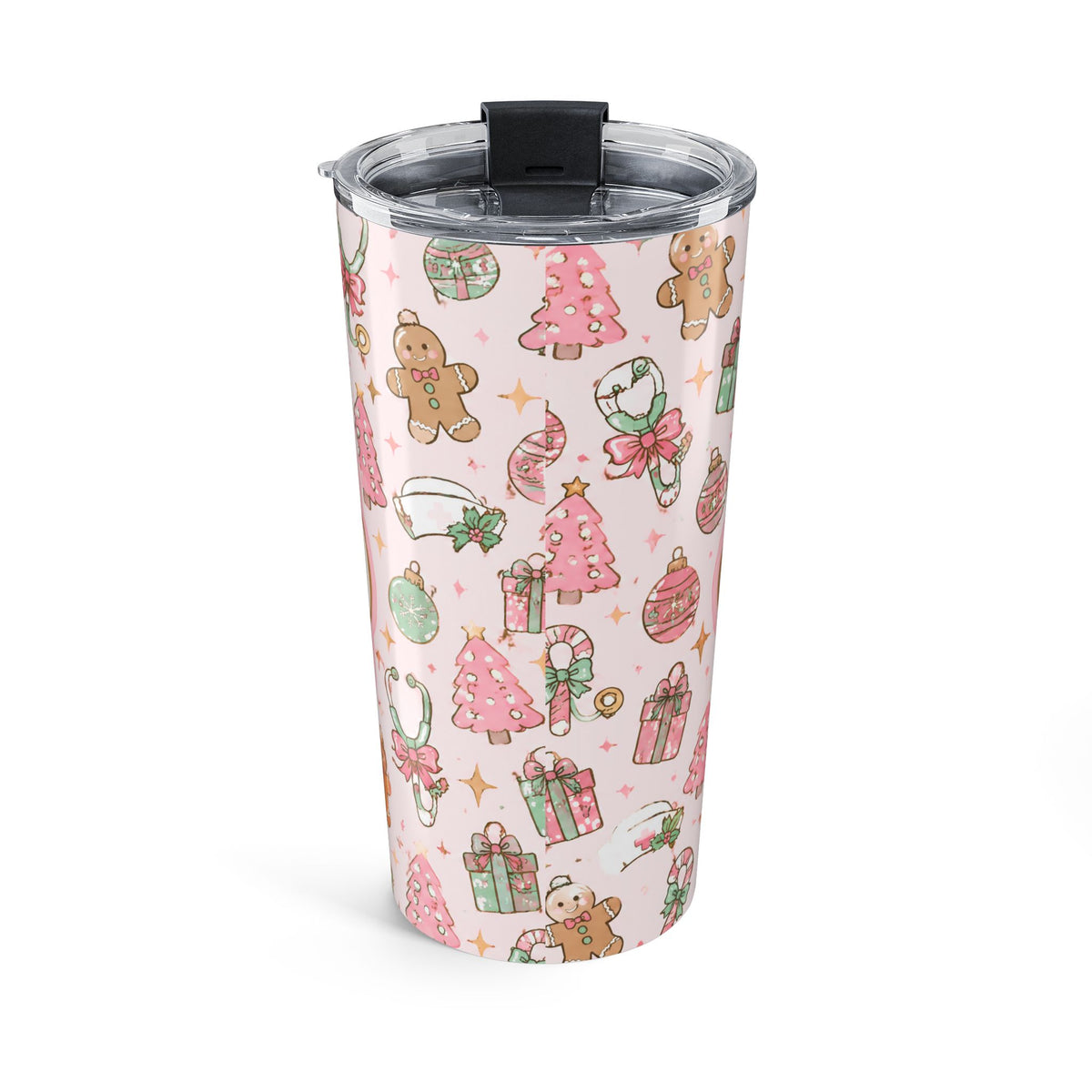 Merry and Bright Nurse Mode Pink Christmas 20oz Skinny Tumbler