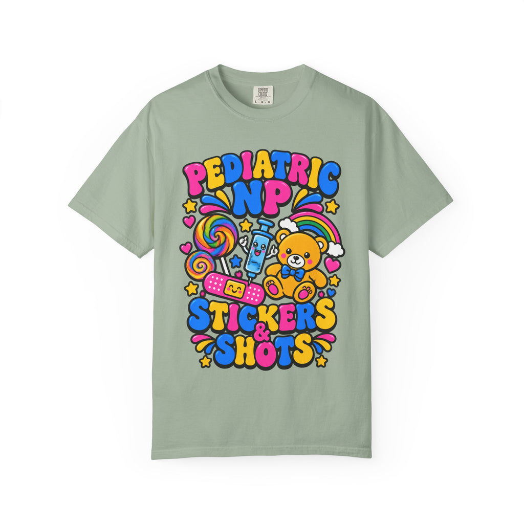 Pediatric NP Stickers and Shots Nurse Practitioner Comfort Colors T-Shirt