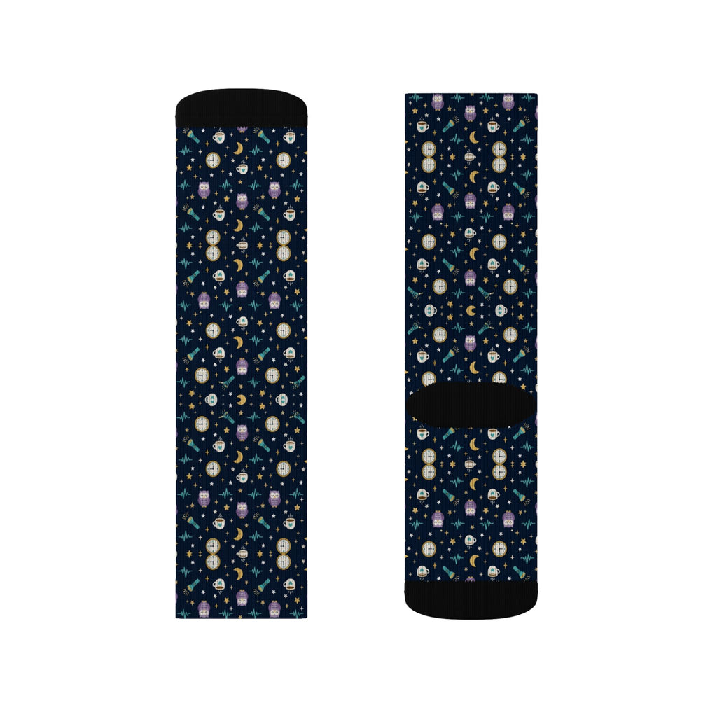 Night Shift Moon and Owl Nurse Socks