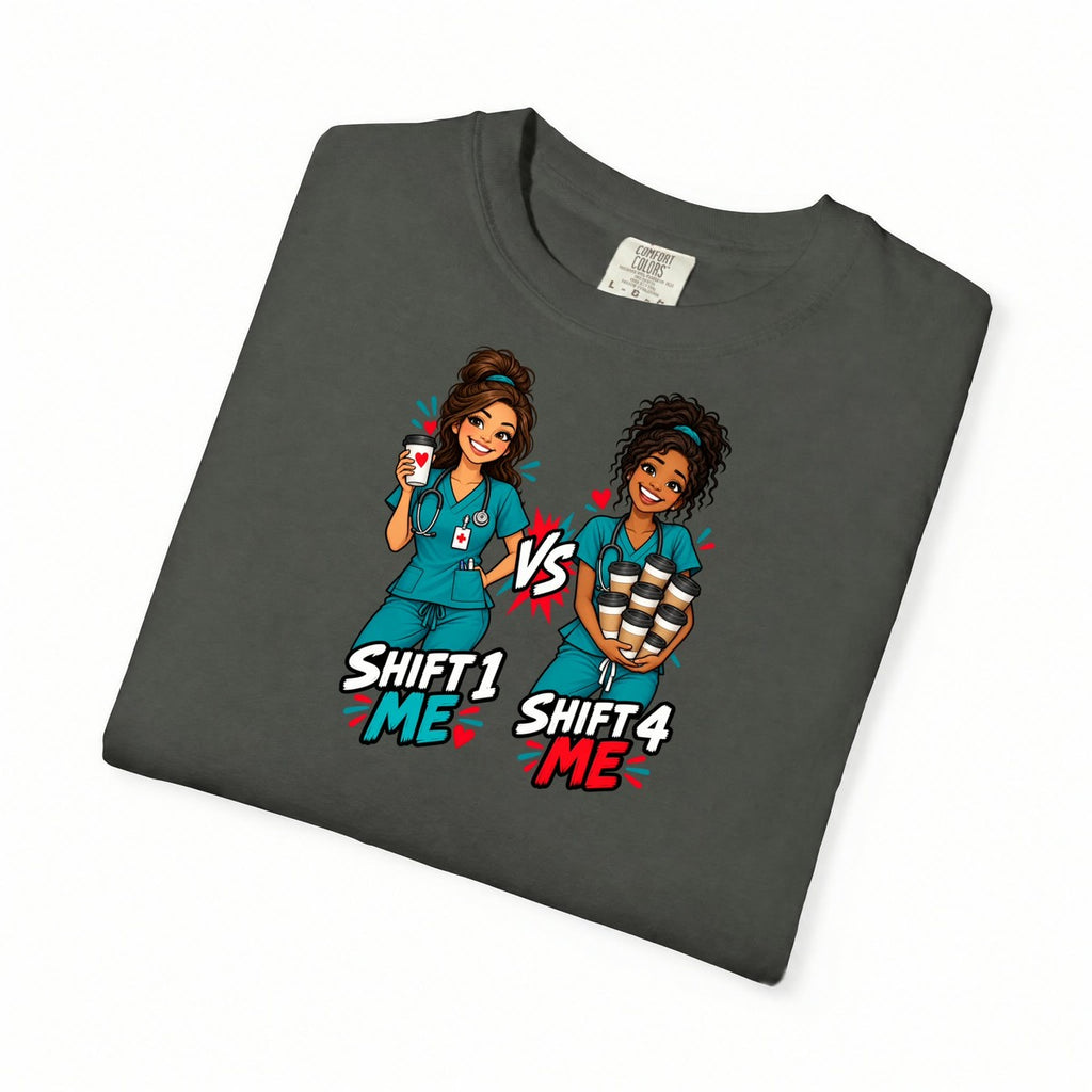 Shift 1 Me vs Shift 4 Me Nurse Tee (Long Waves)