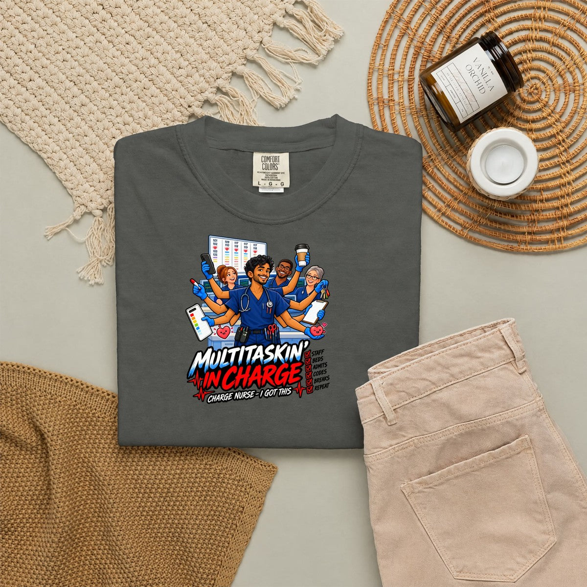 Multitaskin' In Charge Male Nurse Tee