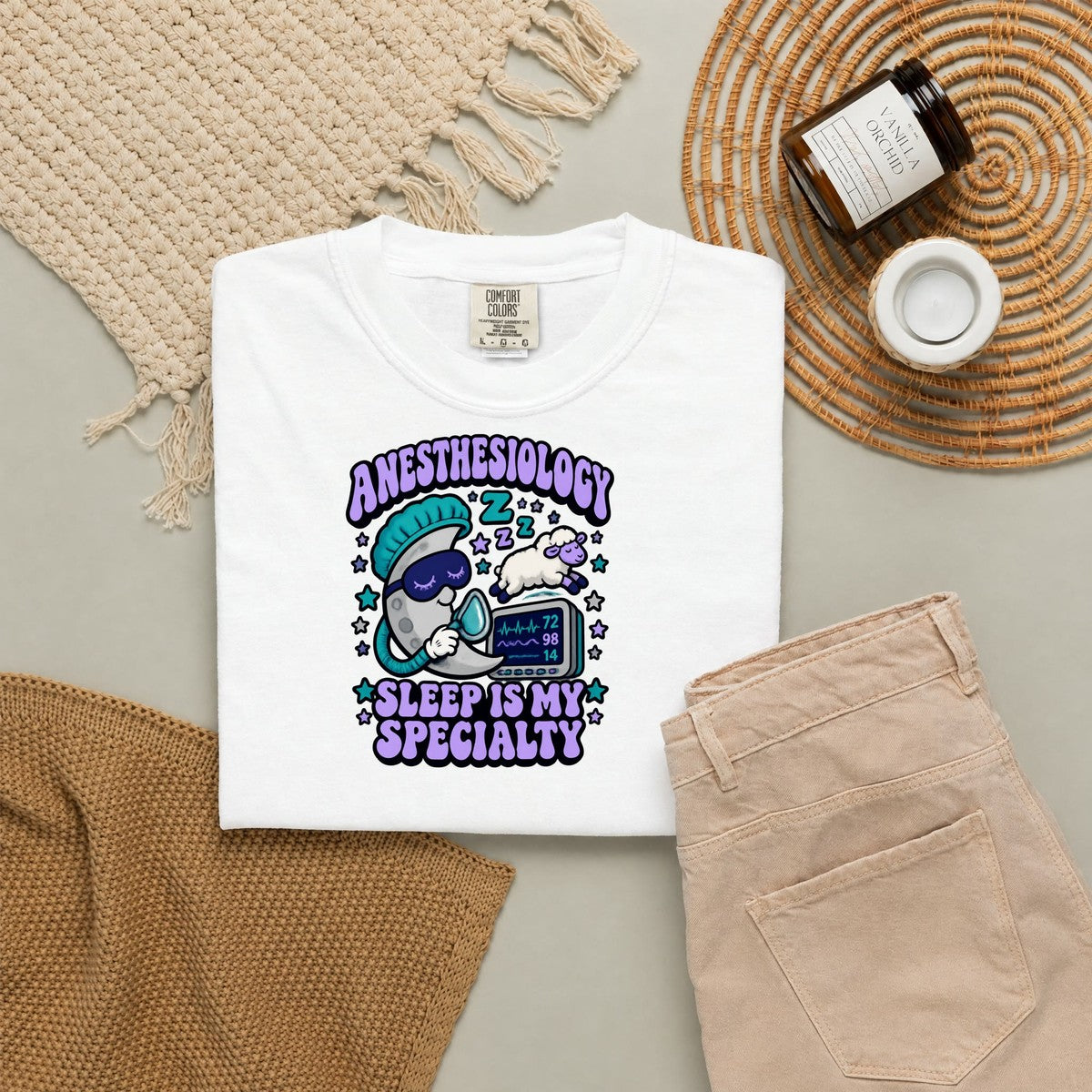Anesthesiology Sleep Is My Specialty Funny Anesthesiologist Comfort Colors T-Shirt folded