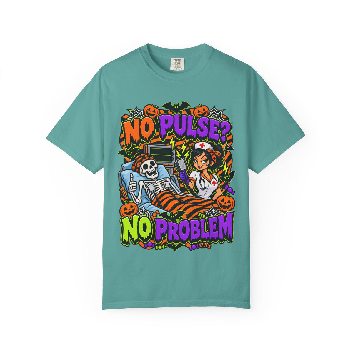 No Pulse? No Problem Funny Halloween Nurse Comfort Colors T-Shirt