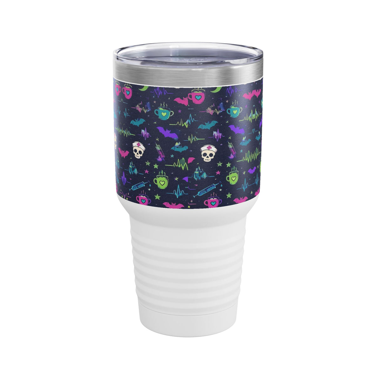 Fueled by Coffee and Chaos Skeleton Nurse 30oz Tundra Tumbler